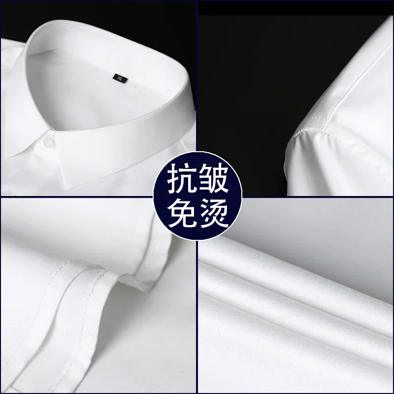 

2023 Camisas não-engomar denier superfino fibra de bambu macio aconchegante camisas casuais homens de manga comprida slim fit