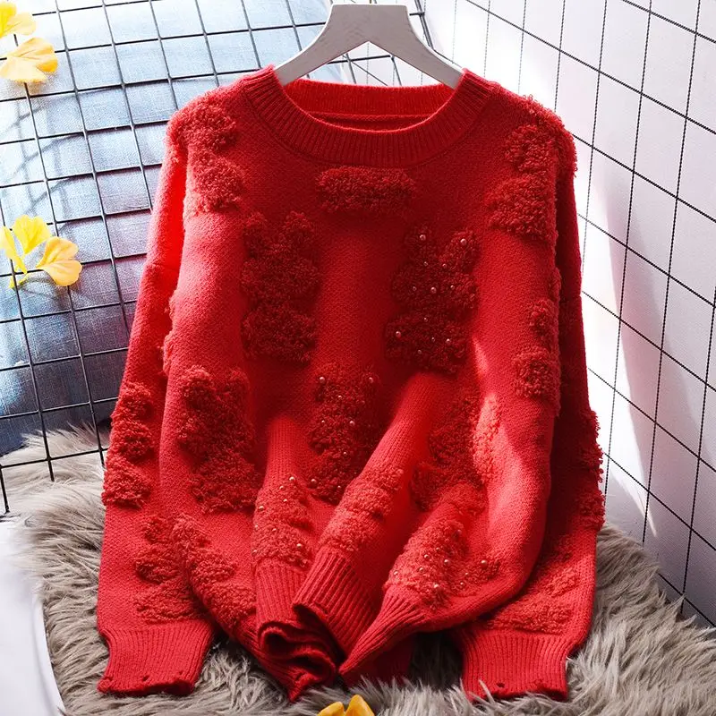 DAYIFUN-Women's Solid Round Neck Knitted Pullovers Loose Beaded Design Sweaters Korean Lazy Style Jumpers Top Autumn Winter New
DAYIFUN-Women's Solid Round Neck Knitted Pullovers Loose Beaded Design Sweaters Korean Lazy Style Jumpers Top Autumn Winter New