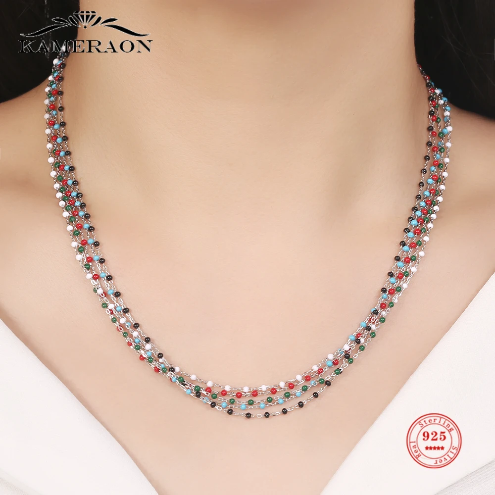 Kameraon S925 Sterling Silver Handmade Dripping Oil Beads Stack-able Necklace 5 Colors Fine Jewelry for Women Birthday Gifts
Kameraon S925 Sterling Silver Handmade Dripping Oil Beads Stack-able Necklace 5 Colors Fine Jewelry for Women Birthday Gifts