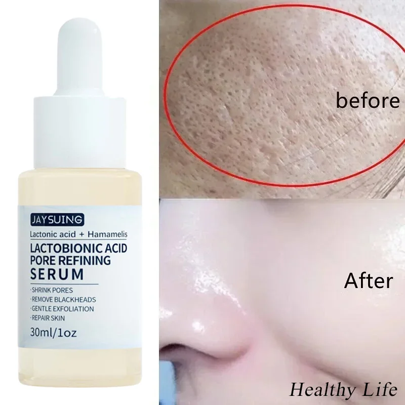 

Moisturizing Shrink Pores Serum Women Removal Blackhead Acne Serum Lactobionic Acid Whitening Essence Face Purify Pore Treatment
