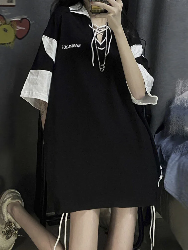 Harajuku Polo Collar T-shirt Women Streetwear Japanese Style Short Sleeve Tees Black Tops Clothes Female Graphic t-shirts
Harajuku Polo Collar T-shirt Women Streetwear Japanese Style Short Sleeve Tees Black Tops Clothes Female Graphic t-shirts