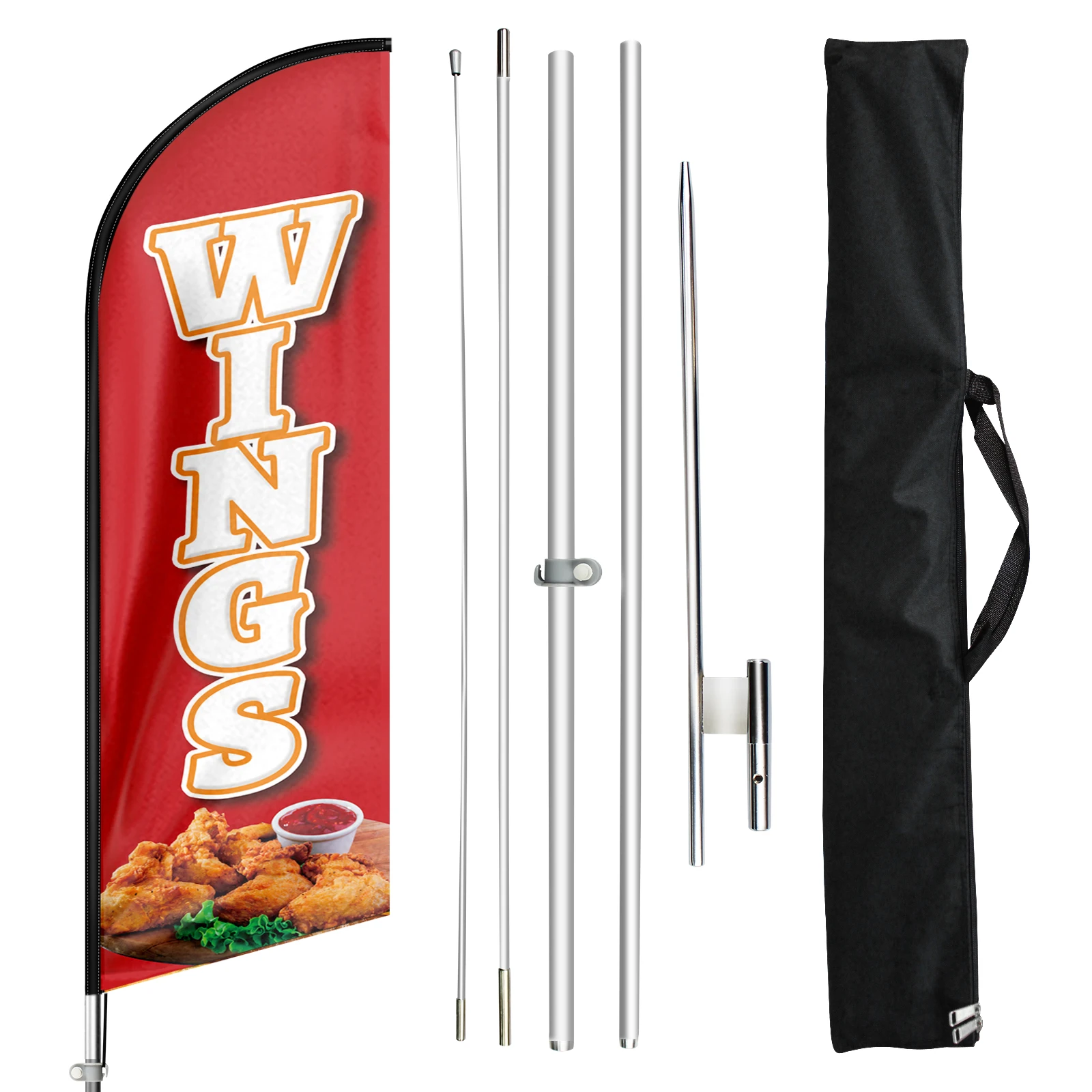 

FSFLAG 1PCS 11FT Wings Advertising Feather Flag with Pole Kit and Ground Spike Swooper Banner Decorations