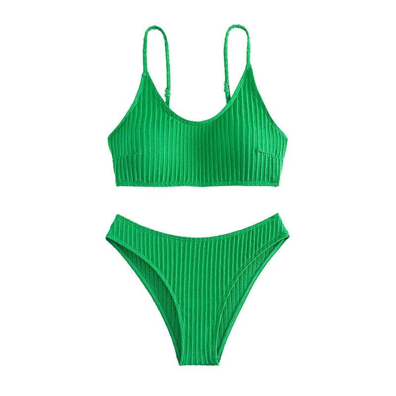 Two Piece Ribbed Pleated Bikini with Adjustable Shoulder Straps for Women's Swimsuit Set
Two Piece Ribbed Pleated Bikini with Adjustable Shoulder Straps for Women's Swimsuit Set