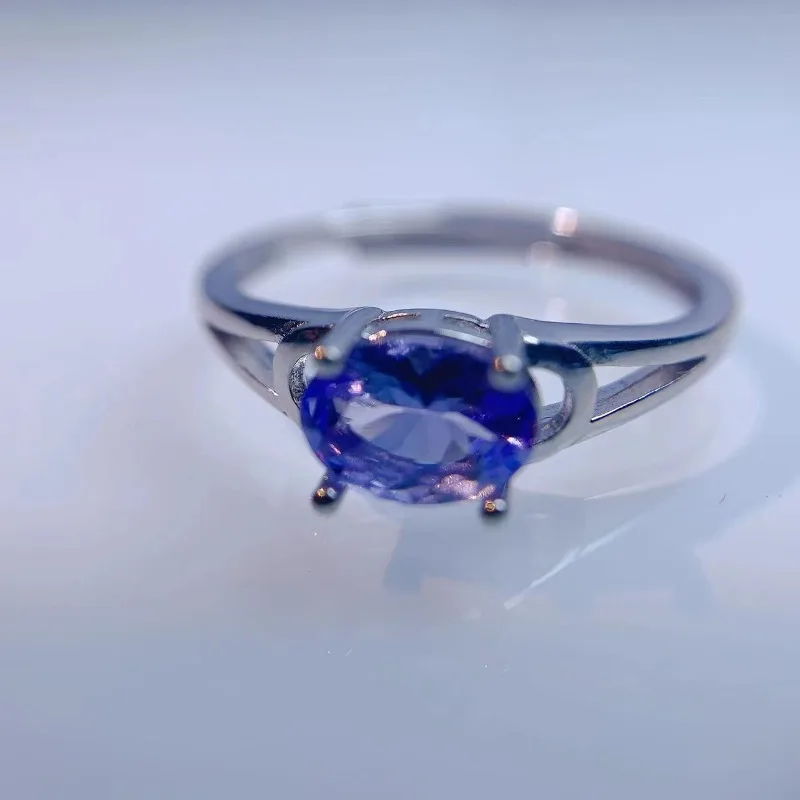 

New Arrival S925 Sterling Silver Oval 5x7mm Natural Tanzanite Ring, Best Gift Choice for Women