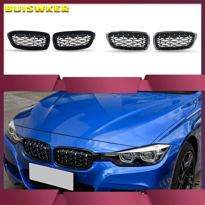 

Car Gloss Black Front Bumper Grille For BMW 3-Series F30 F31 F35 2012-2018 Sport Grill Double Slat Line Grilles Kindey Grills