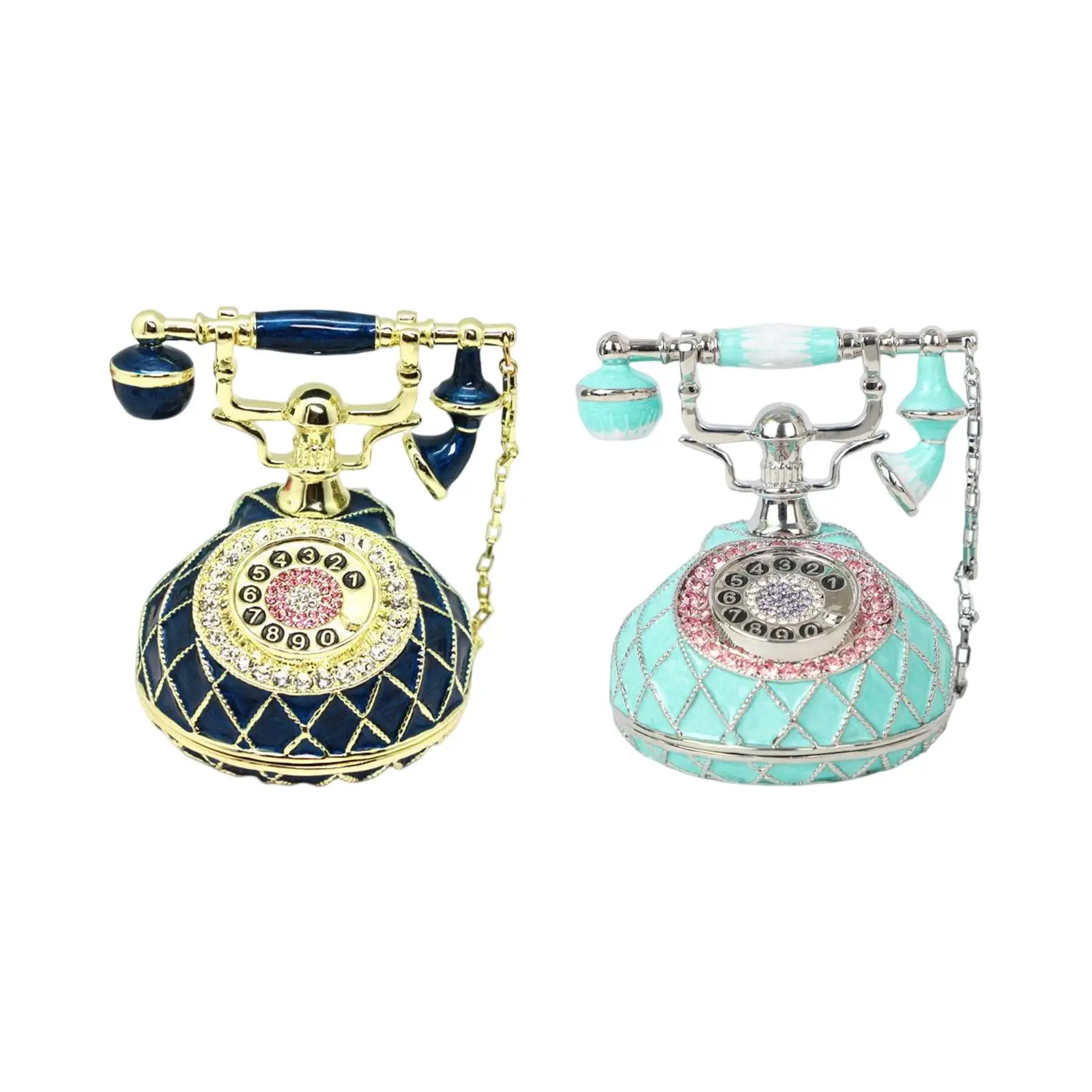 Telephone Jewelry Trinket Box Enameled Keepsake Gift Hinged Decor Organizer Decorative Treasure Chest for Necklace Watch Rings
Telephone Jewelry Trinket Box Enameled Keepsake Gift Hinged Decor Organizer Decorative Treasure Chest for Necklace Watch Rings
