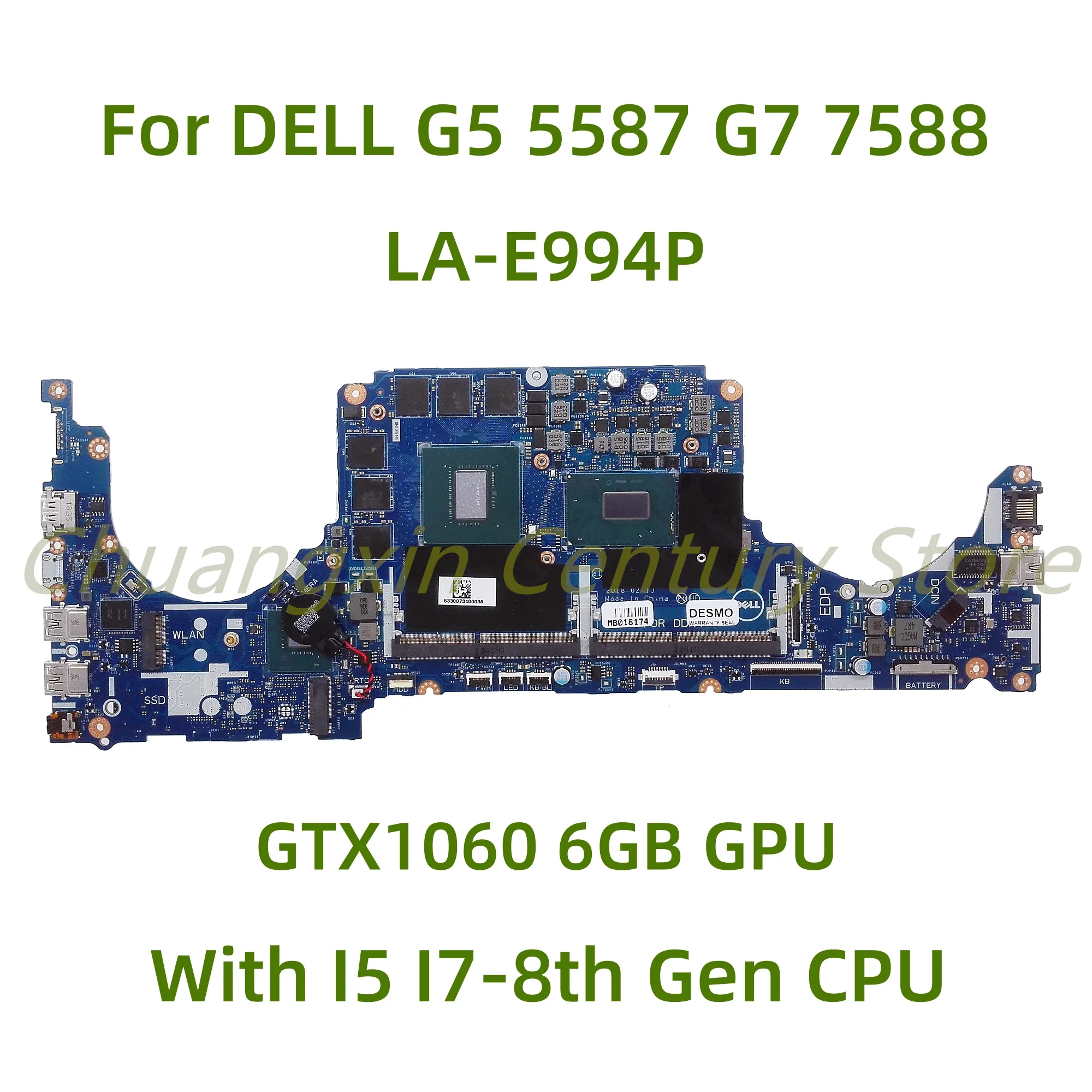 For DELL G5 5587 G7 7588 7580 Laptop motherboard LA-E994P with I5 I7-8th Gen CPU GTX1060 6GB GPU 100% Tested Fully Work
For DELL G5 5587 G7 7588 7580 Laptop motherboard LA-E994P with I5 I7-8th Gen CPU GTX1060 6GB GPU 100% Tested Fully Work