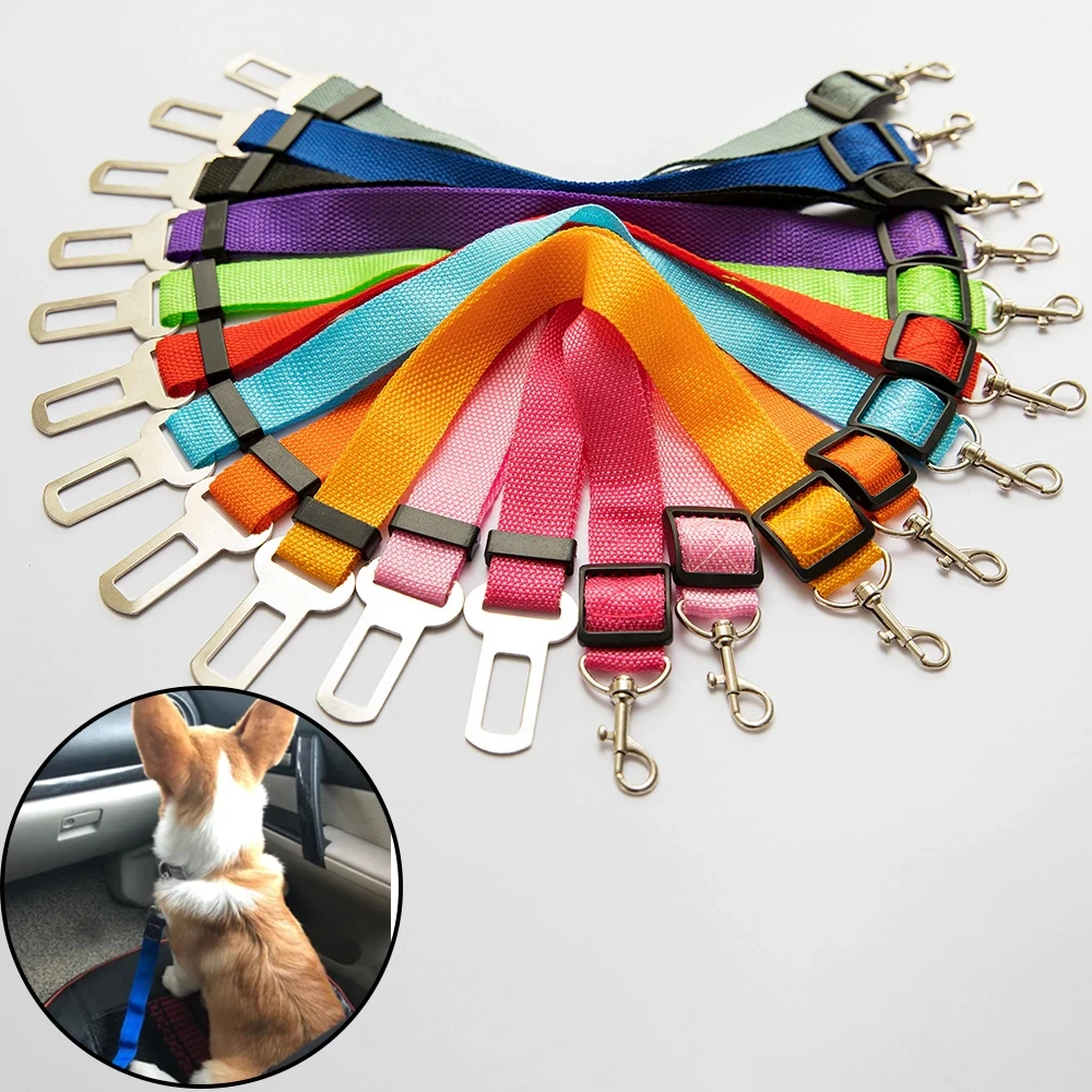 

Pet Dog Cat Car Seat Belt Adjustable Harness Seatbelt Lead Leash for Small Medium Dogs Travel Clip Pet Supplies 13 Color