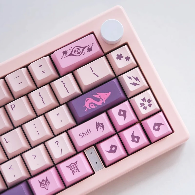 

USLION 134 Keys Cherry Profile Keycaps Pink Sakura Theme PBT Key Cap Suit for 61/64/68/78/84/87/96/104/108 Mechanical Keyboard