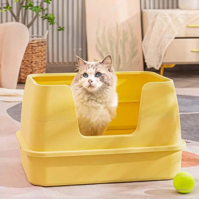 

New Cat Litter Box Extra Large Open Cat Toilet Foldable Anti-splash Cat Litter Box Semi-enclosed Cat Litter Box