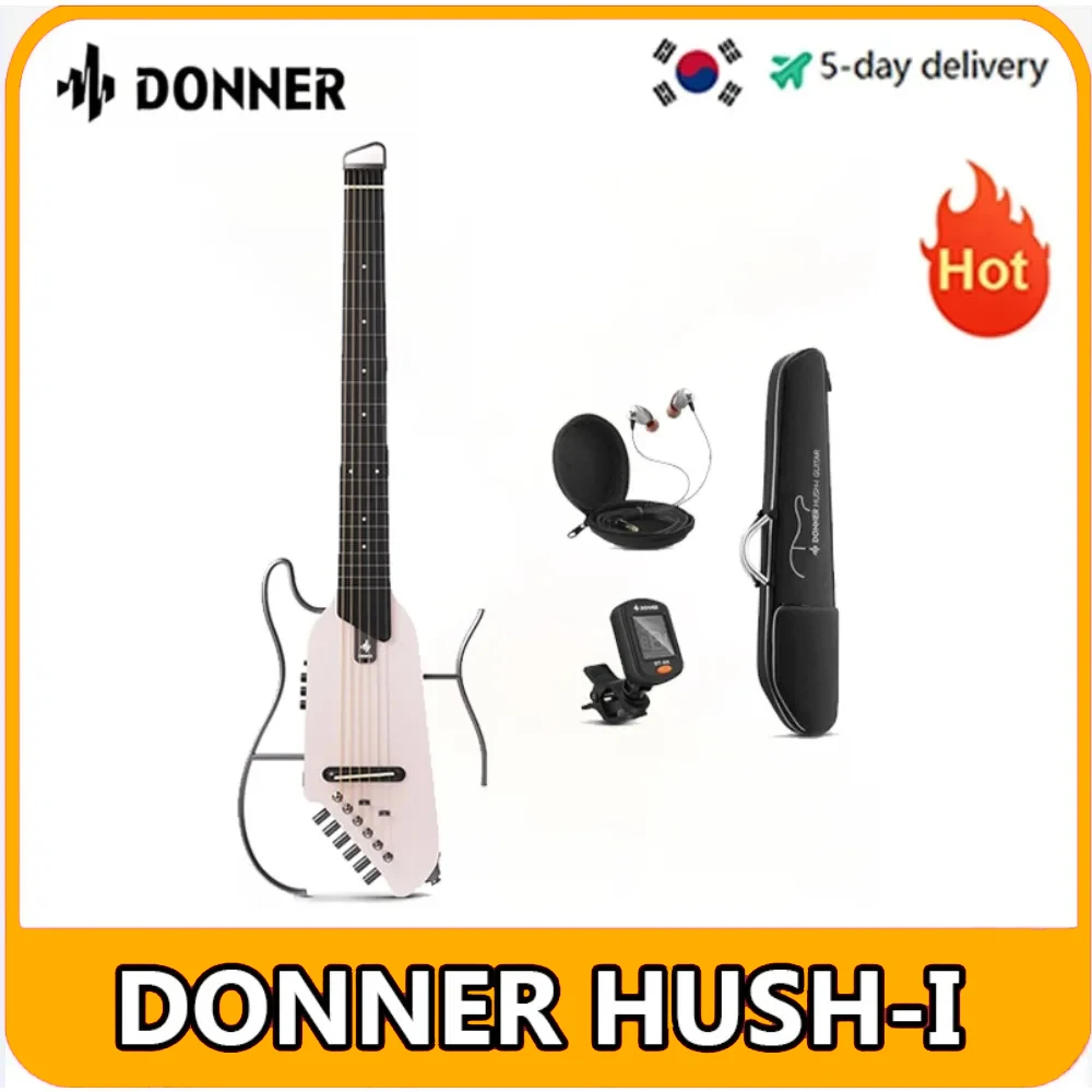 

Donner HUSH-I Guitar For Travel Portable Ultra-Light &Quiet Performance Headless Acoustic-Electric Guitar with Removable Frames