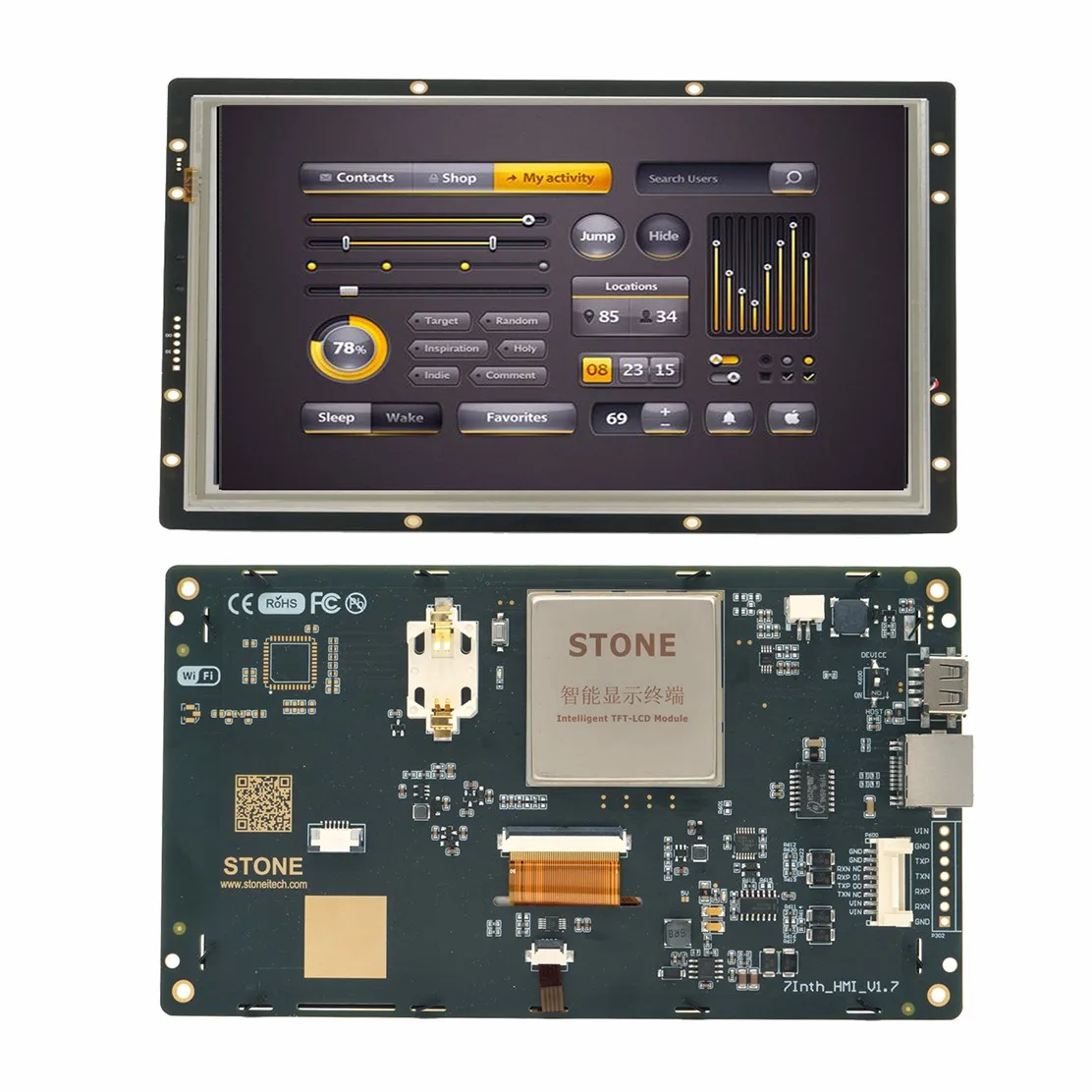 

7" SCBRHMI Enhanced HMI Intelligent Smart UART Serial Touch TFT LCD Module Display Panel for Arduino ESP32 ESP2866