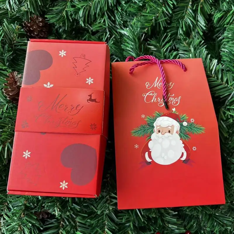 

Merry Christmas Candy Gift Box Favor DIY Cookie Candy Kraft Paper Packaging Red Envelope Folding Bouncing Gift Box For Cash Gift