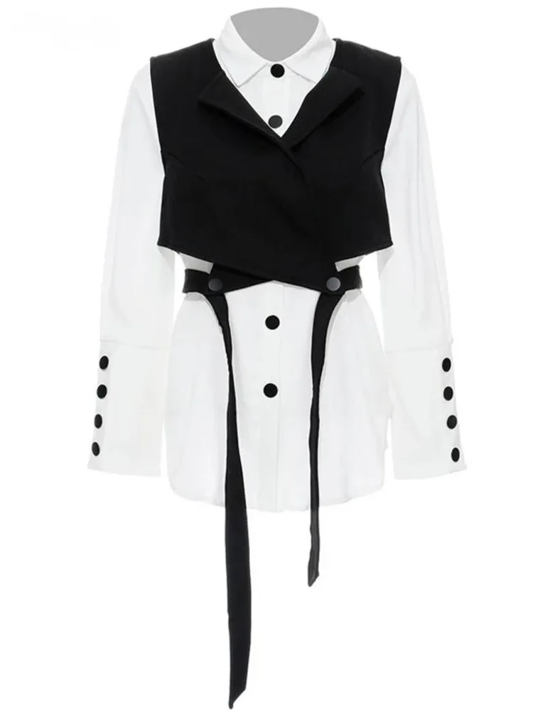 NICEWOMEN Women Black Bandage Vest Two Piece Blouse New Lapel Long Sleeve Loose Fit Shirt Fashion Tide Spring Autumn 2023 AH8
NICEWOMEN Women Black Bandage Vest Two Piece Blouse New Lapel Long Sleeve Loose Fit Shirt Fashion Tide Spring Autumn 2023 AH8