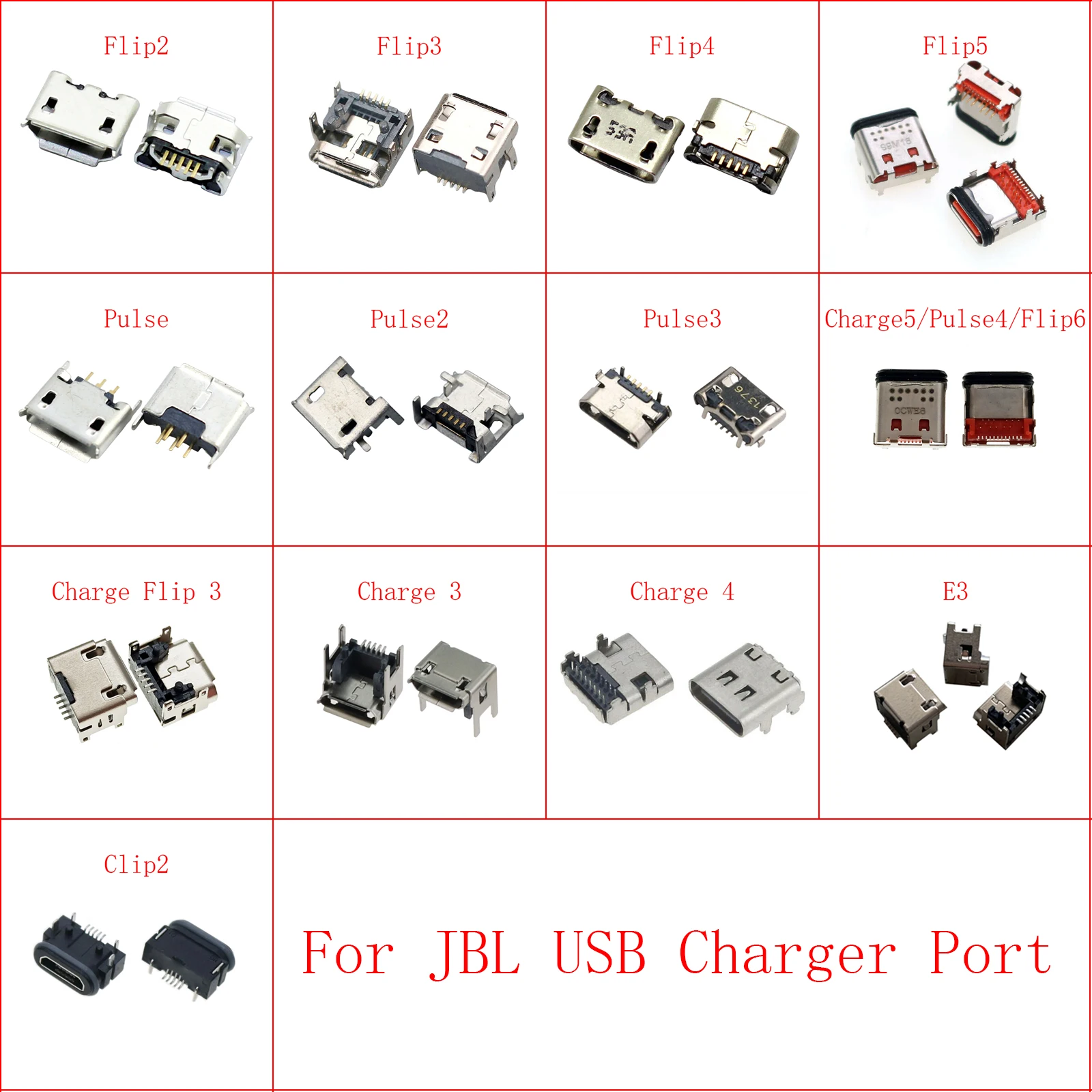 

10pcs Micro USB Charging Connector For JBL Charge 5/Flip 6 5 4 3 Pulse 4 3/Extreme/Flip6 Clip 2 4 E3 Go Charger Socket Data Port