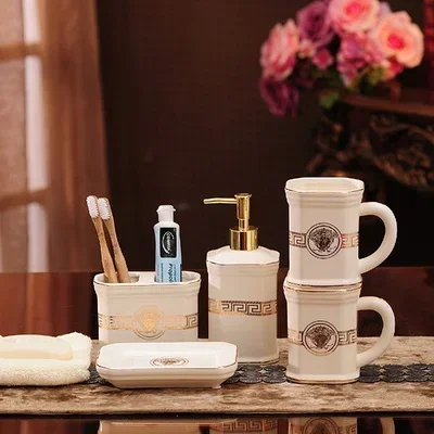 Bathroom Accessories Set Ceramic Liquid Soap Dispenser Toothbrush Rack Gargle Cup Wedding Gift Birthday Present
Bathroom Accessories Set Ceramic Liquid Soap Dispenser Toothbrush Rack Gargle Cup Wedding Gift Birthday Present
