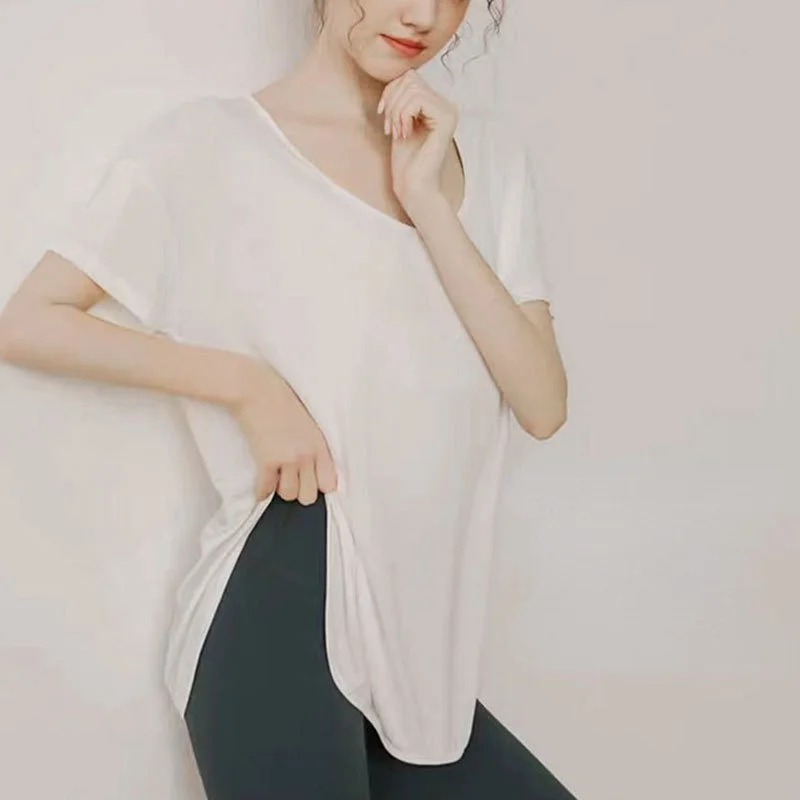 GymHUB Quick Drying Yoga Short Sleeve Top Women's Loose Fitness Long Sports Cover Shirt Light Casual White T-shirt
GymHUB Quick Drying Yoga Short Sleeve Top Women's Loose Fitness Long Sports Cover Shirt Light Casual White T-shirt