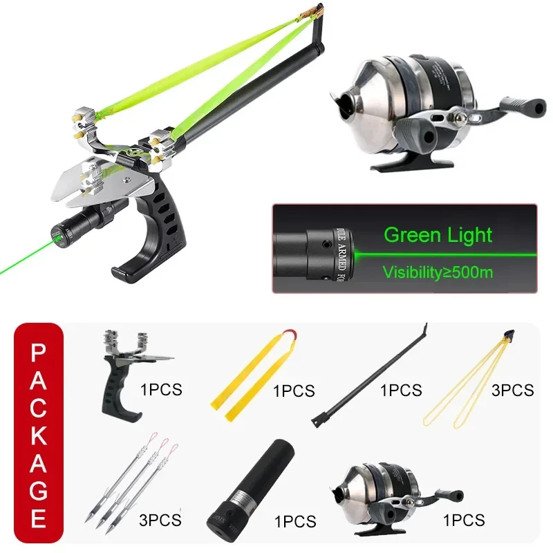 

Laser Aiming Fishing Slingshot Metal Powerful Fishing Catapult Outdoor Hunting Shooting Fish Dart Sling Shot Accessories Package