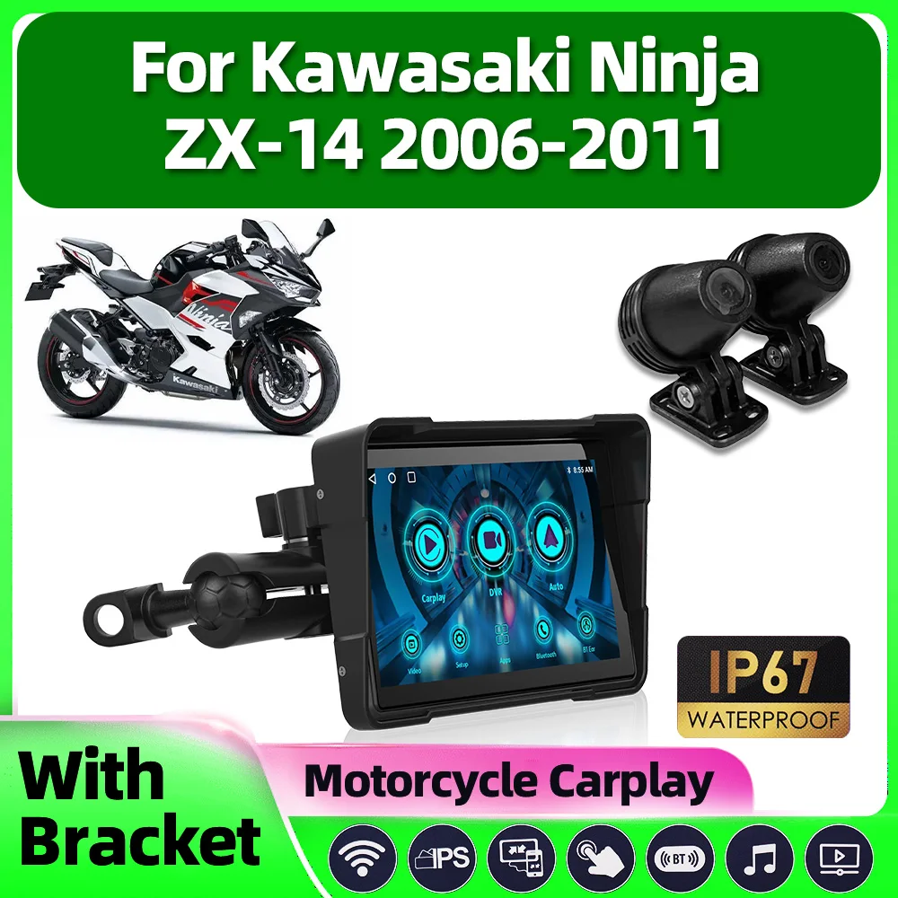 5 inch Motorcycle Wireless Carplay IP67 Waterproof Camera Display Moto GPS Navigation For Kawasaki Ninja ZX-14 2006-2010 2011
5 inch Motorcycle Wireless Carplay IP67 Waterproof Camera Display Moto GPS Navigation For Kawasaki Ninja ZX-14 2006-2010 2011