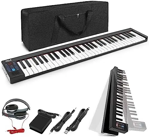 

, Electric Musical Keyboard 61 Keys, Foldable Portable Electronic Standard Piano with Bluetooth, 129 Tones, 128 Audio Rhythms, I