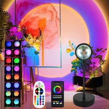 Smart 16 Colors Sunset Projector Lamp Rainbow Atmosphere Night Light For Bedroom Room Decoration Background Wall USB Table Lamp 
Smart 16 Colors Sunset Projector Lamp Rainbow Atmosphere Night Light For Bedroom Room Decoration Background Wall USB Table Lamp
