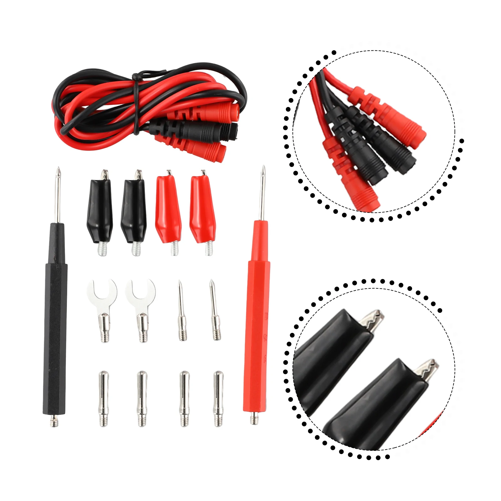 Multimeter Probe Test Leads Kit Multi-functional Needle Tip Test Lead Tester Lead Probe Universal 1000V 16pcs Combination Cable
Multimeter Probe Test Leads Kit Multi-functional Needle Tip Test Lead Tester Lead Probe Universal 1000V 16pcs Combination Cable
