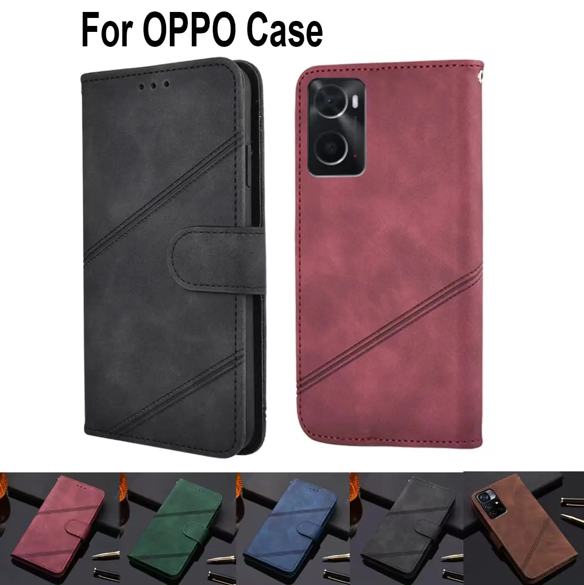 

Luxury Wallet Flip Cover For OPPO A96 A95 A94 A93s A93 A74 A54 5G 4G Book Case Funda For OPPO A76 A36 Phone Case Leather Shell
