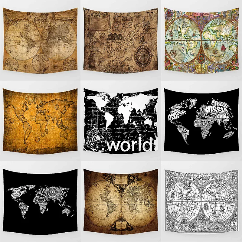 

Vintage World Map Wall Tapestry Rectangle Wall Hanging Tapestry Wall Art Tapestry Wall Paper