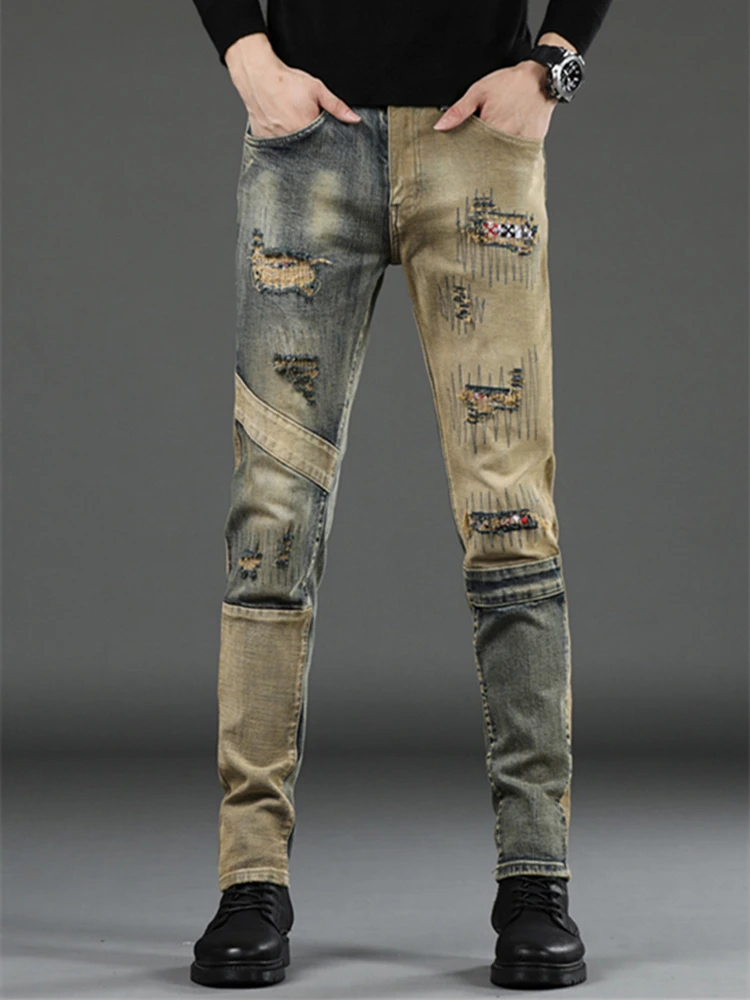 2022 New Fashion Hole Stitching Jeans Slim Stretch Hip Hop Denim Trousers Mid-Waist Casual Motorcycle Men's Clothing
2022 New Fashion Hole Stitching Jeans Slim Stretch Hip Hop Denim Trousers Mid-Waist Casual Motorcycle Men's Clothing