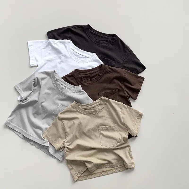 2024 Summer New Boys Short Sleeve Cotton T Shirts Solid Children Pocket Tee Girls Simple Casual Tops Kids Versatile Clothes
2024 Summer New Boys Short Sleeve Cotton T Shirts Solid Children Pocket Tee Girls Simple Casual Tops Kids Versatile Clothes