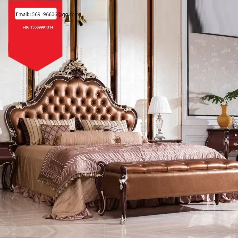 Retro American solid wood bed European double leather Neoclassical carved soft foreskin bed
Retro American solid wood bed European double leather Neoclassical carved soft foreskin bed