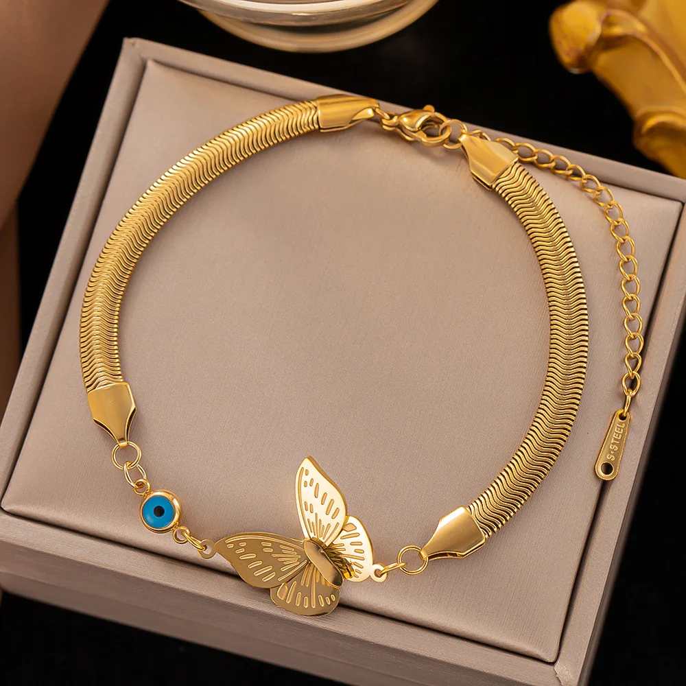 SITA 316L Stainless Steel Blue Eye Charm Butterfly Bracelet for Women Gold Color Girls Wrist Jewelry Party Wedding Gifts
SITA 316L Stainless Steel Blue Eye Charm Butterfly Bracelet for Women Gold Color Girls Wrist Jewelry Party Wedding Gifts