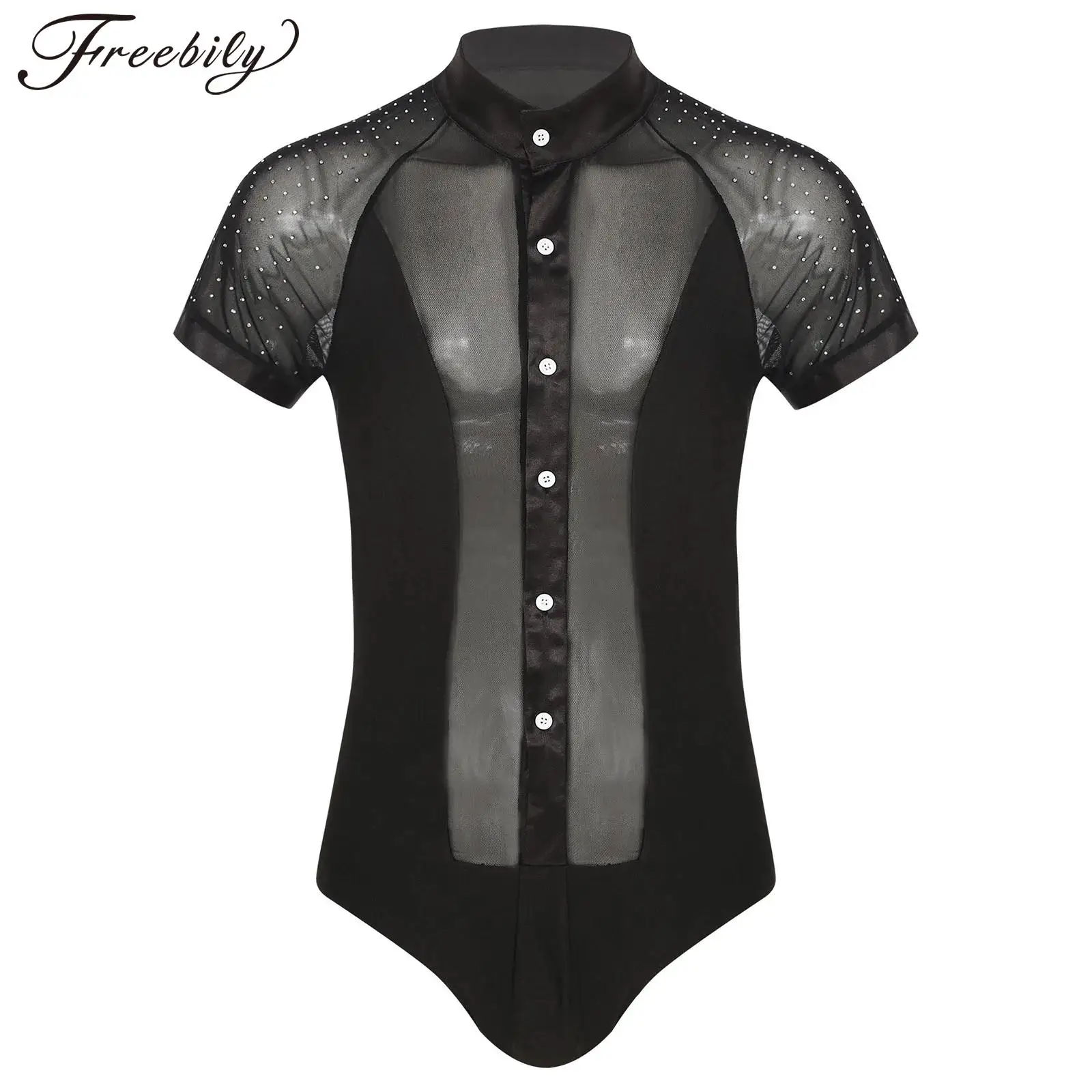 Mens Rumba Latin Dance Leotard Dancewear See-Through Mesh Splice Gymnastics Jumpsuit for Man Homme Short Sleeve Skating Bodysuit
Mens Rumba Latin Dance Leotard Dancewear See-Through Mesh Splice Gymnastics Jumpsuit for Man Homme Short Sleeve Skating Bodysuit