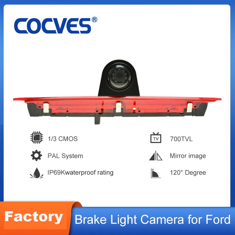 COCVES Car Brake Light Camera 1/3 CMOS Sensor IP69K Waterproof Rear View Camera 120 Degree Reversing Camera For Ford Transit
COCVES Car Brake Light Camera 1/3 CMOS Sensor IP69K Waterproof Rear View Camera 120 Degree Reversing Camera For Ford Transit
