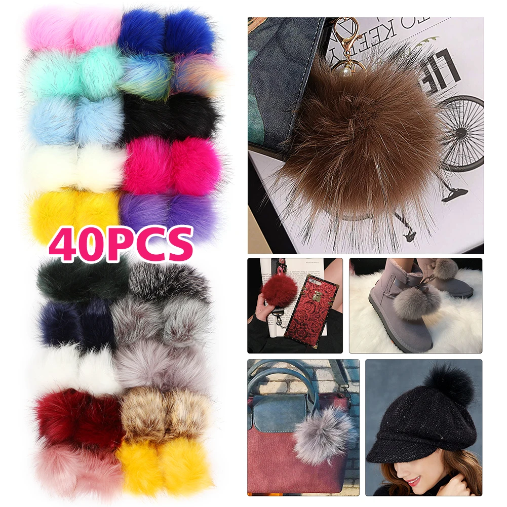 

40pcs Pack Faux Fur Pom Poms 10 cm Soft Fluffy Pompom Balls for Clothing Hat Bag Shoes Decoration DIY Supplies