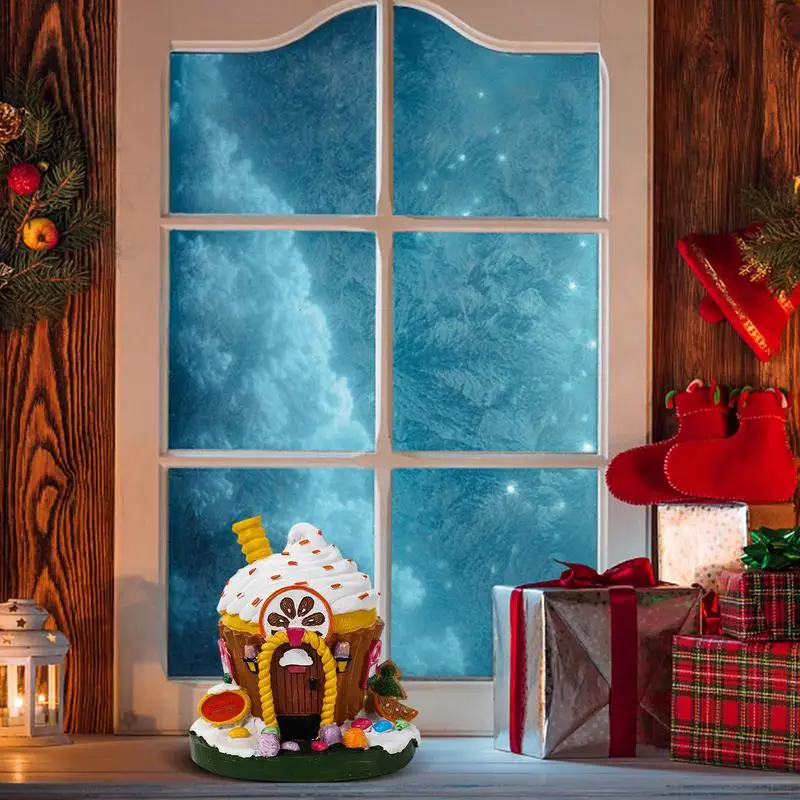 

LED Christmas Snow House Buildings Microlandscape Luminous Pendant Miniature Table Decorations Navidad Noel Living Room