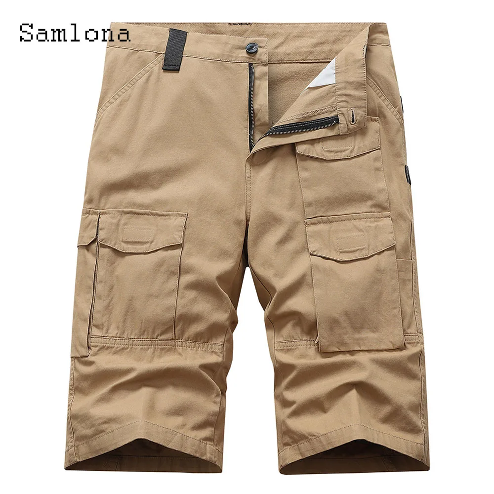 

Multi-Pocket Cargo Shorts 2024 Stylish simplicity Casual Simple Half Pants Solid Khaki Soft Men Fashion Leisure Basic Hotpants