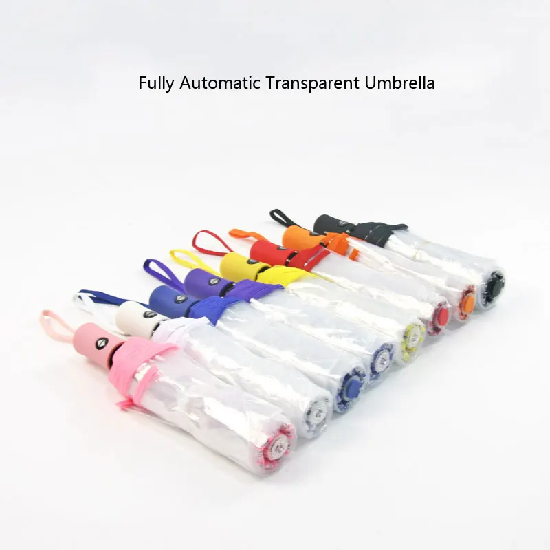 Fully Automatic Transparent Folding Umbrella Business Activity Gifts Three-fold Color Edge Transparent Foldable Umbrella
Fully Automatic Transparent Folding Umbrella Business Activity Gifts Three-fold Color Edge Transparent Foldable Umbrella
