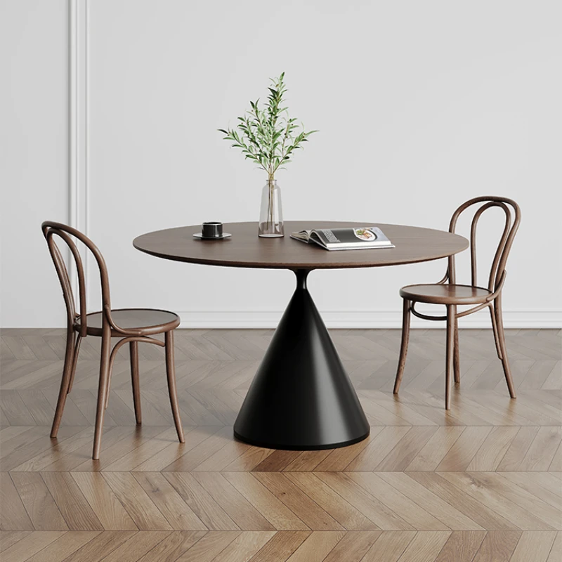 

Round Wood Rock Dining Table Board Nordic Minimalist Design Dining Table Home Black Minimalist Esstisch Furniture ZT50DT