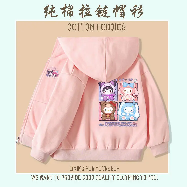 Sanrio Kawaii/Детская толстовка с капюшоном; Милая куртка на молнии с рисунком из мультфильма «My Melody koomi» для девочек; Сезон осень-зима; Рождественский подарок
Sanrio Kawaii/Детская толстовка с капюшоном; Милая куртка на молнии с рисунком из мультфильма «My Melody koomi» для девочек; Сезон осень-зима; Рождественский подарок