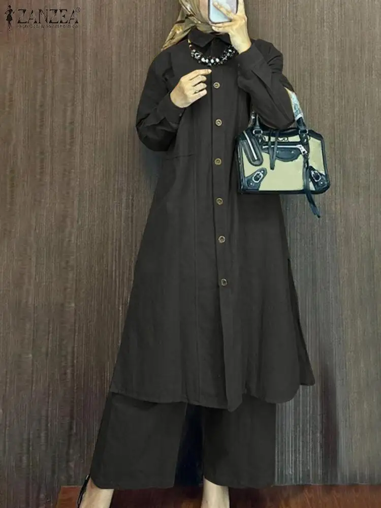 Vintage Muslim Matching Sets IsIamic Tracksuit ZANZEA Women Long Shirt Wide Leg Pant Sets Eid Mubarek Outfits Fashion Abaya Suit
Vintage Muslim Matching Sets IsIamic Tracksuit ZANZEA Women Long Shirt Wide Leg Pant Sets Eid Mubarek Outfits Fashion Abaya Suit