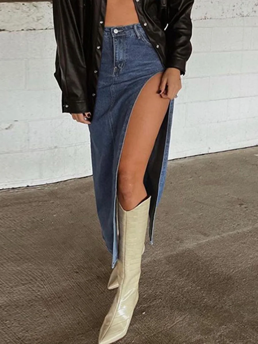Women s Long Denim Skirt High Waist Side Split Jean Skirt E Girls Vintage Streetwear Skirt
Women s Long Denim Skirt High Waist Side Split Jean Skirt E Girls Vintage Streetwear Skirt