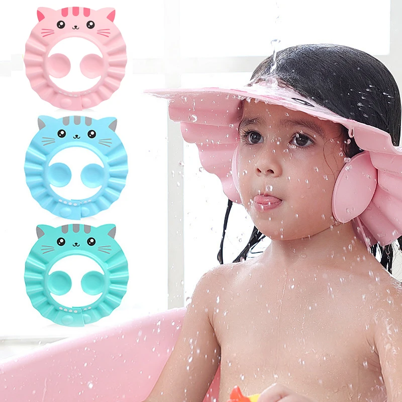 

Shampoo Cap Durable Baby Bath Visor Hat Adjustable Baby Shower Protect Eye Water-proof Splashguard Hair Wash Shield For Infant