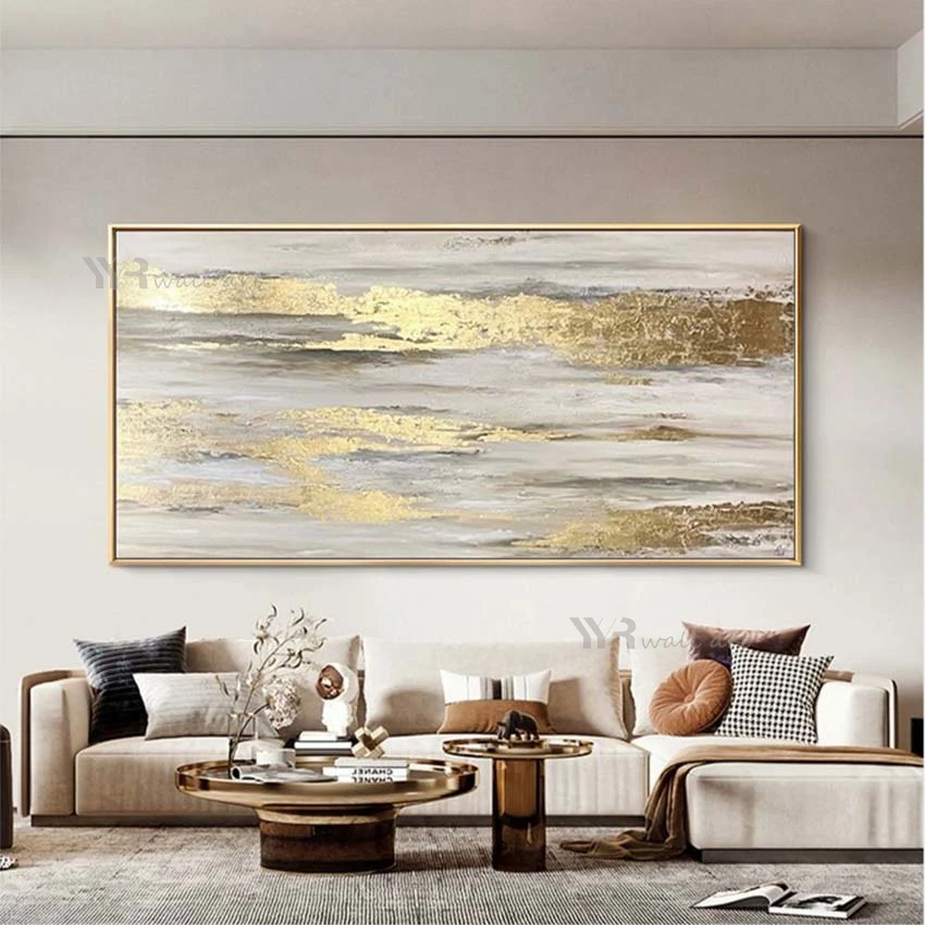 

Abstract Gold Foil Poster Wall Art Decoration Handmade Exquisite Oil Painting Living Room Bedroom Restaurant Light Luxury Mural