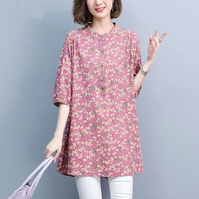 Summer Fashion Vintage Floral Print Oversized Cotton Linen Long Top Blouse Women Casual Half Sleeve Shirts Blusas Mujer Clothing
Summer Fashion Vintage Floral Print Oversized Cotton Linen Long Top Blouse Women Casual Half Sleeve Shirts Blusas Mujer Clothing