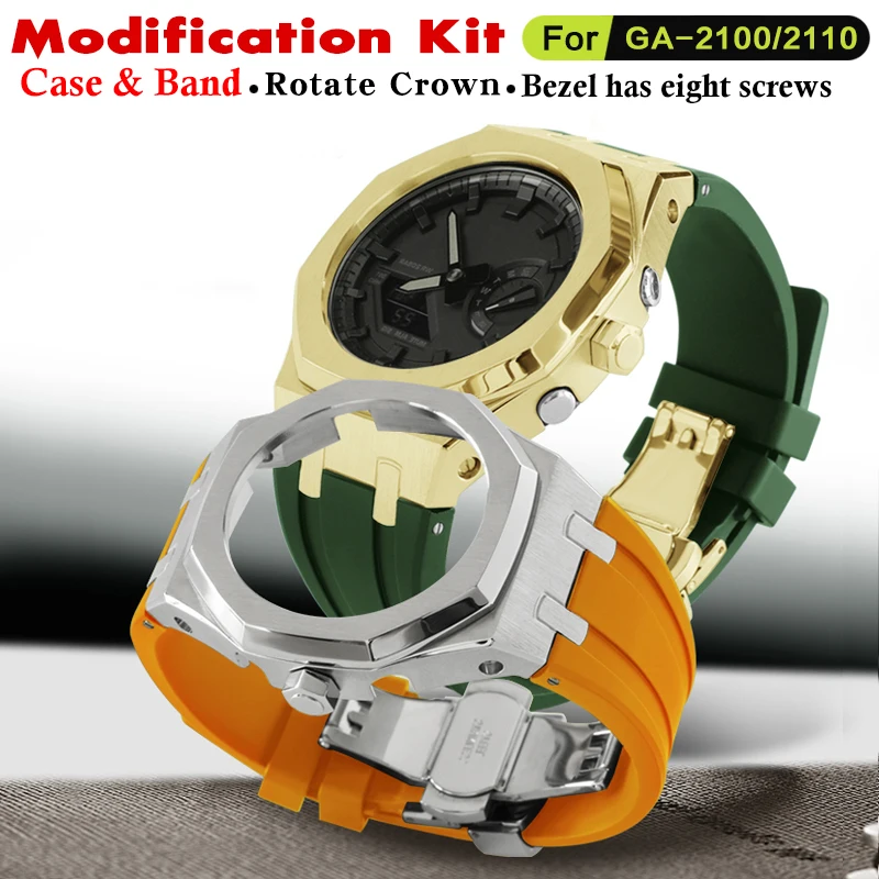 316L Crown GA2100 GA2110 GAB2100 Mod Kit For Casioak Watch Metal Case Bezel And Rubber Strap With Refit Accessories Tools
316L Crown GA2100 GA2110 GAB2100 Mod Kit For Casioak Watch Metal Case Bezel And Rubber Strap With Refit Accessories Tools