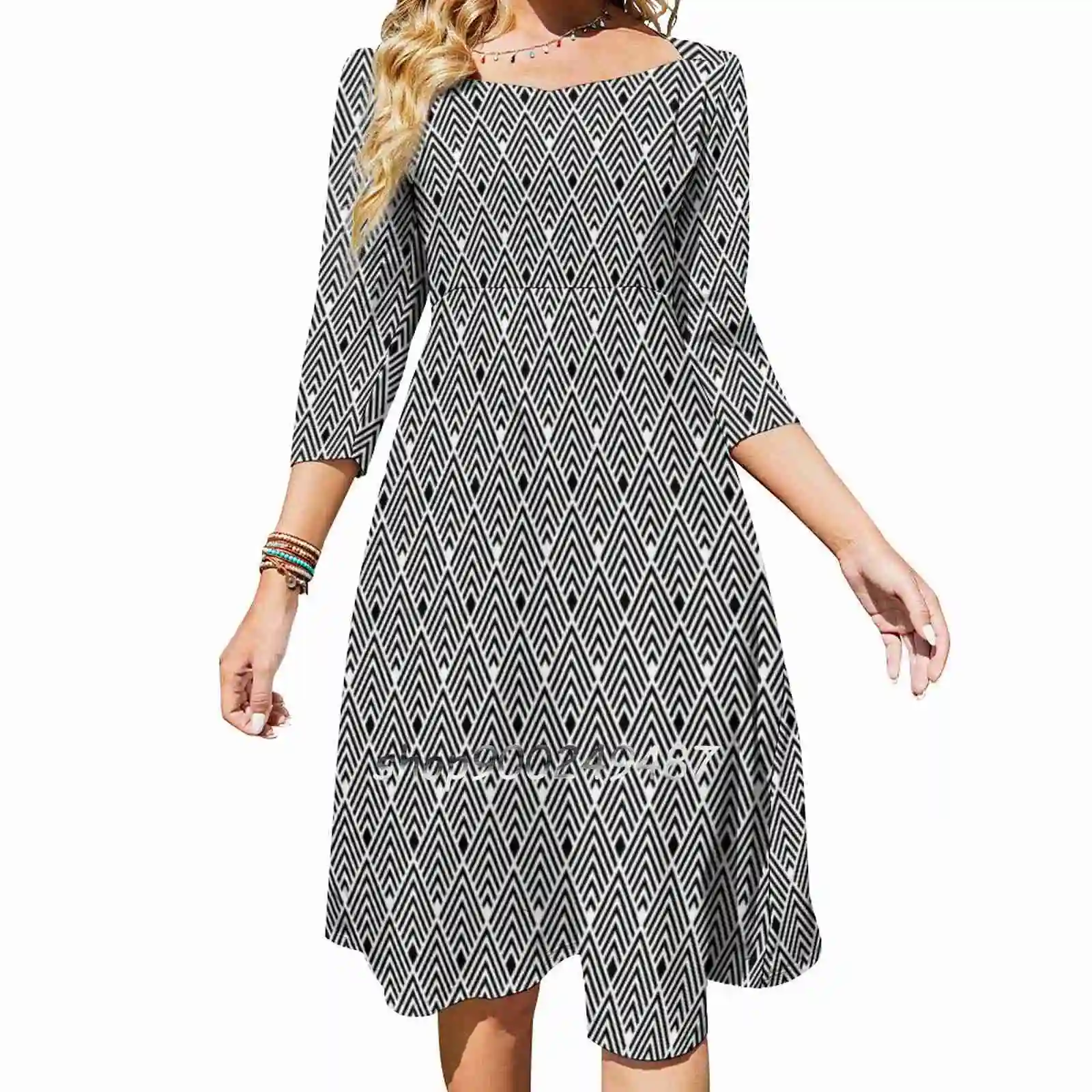 Black And White Art Deco Retro Vintage Revival Diamond Square Neck Dress Cute Loose Print Dresses Elegant Beach Party Dress
Black And White Art Deco Retro Vintage Revival Diamond Square Neck Dress Cute Loose Print Dresses Elegant Beach Party Dress