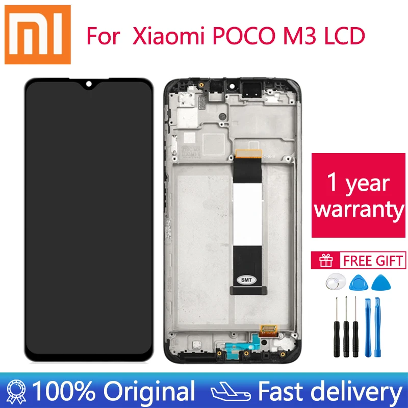 Tel lcd ips протестированный 6 53 для xiaomi poco m3 рамка pocophone дисплей ЖК 10 кранов m2010j19ct/cg |