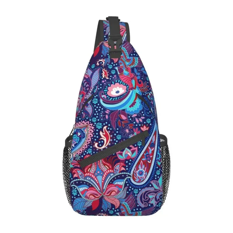 

Цветная нагрудная Сумка-слинг с узором пейсли, индивидуальный богемный рюкзак через плечо с цветами для мужчин, рюкзак для велоспорта, кемпинга