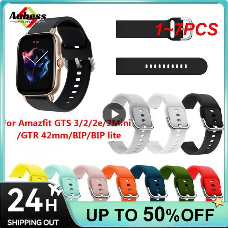 

Силиконовый ремешок на запястье для смарт-часов Huami Amazfit GTS 2/Mini, спортивный браслет для смарт-часов Amazfit Bip S/U /GTS, 1 ~ 7 шт.